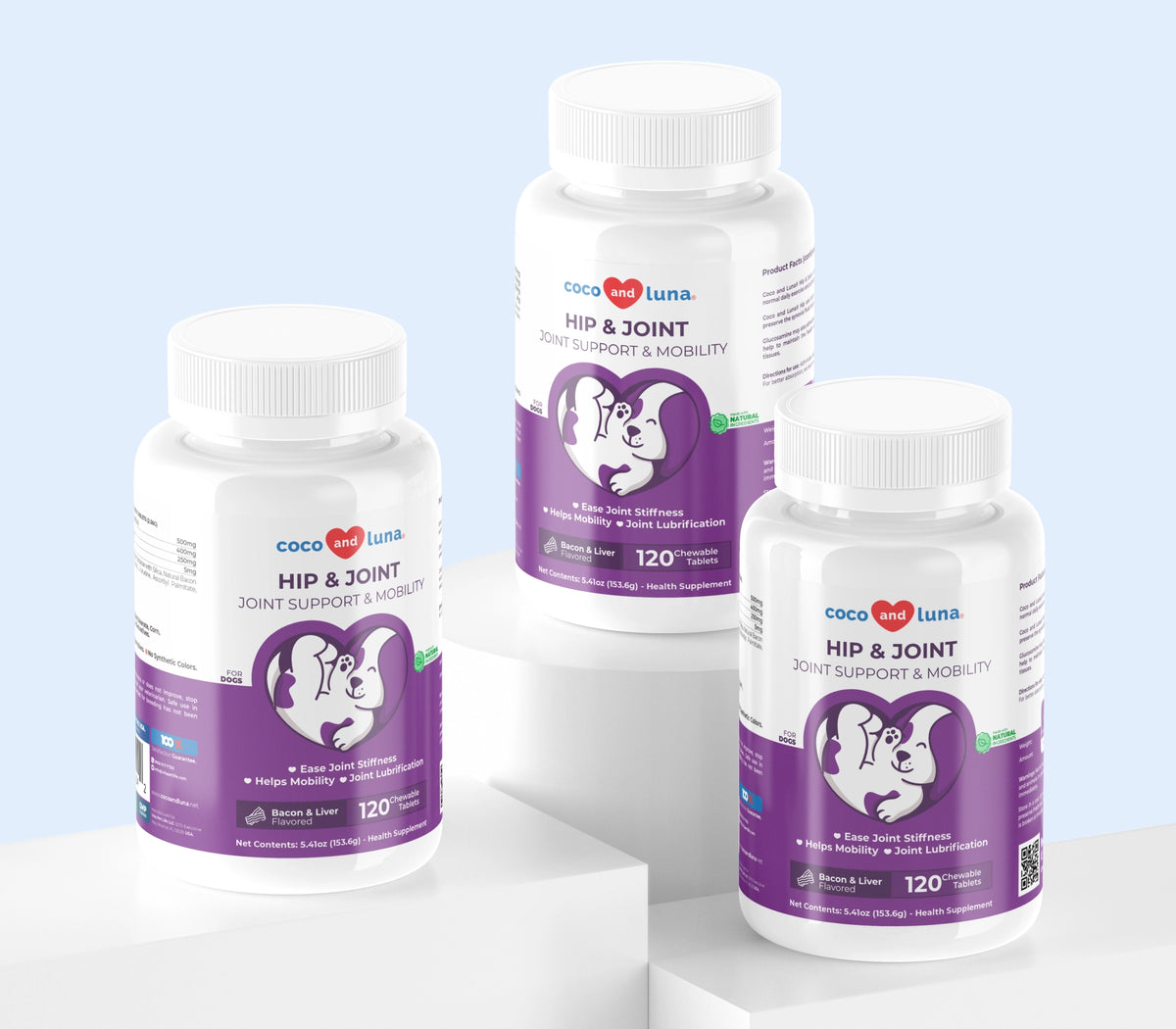 Suplemento para la cadera y las articulaciones de los perros: paquete de 3 (360 comprimidos masticables)