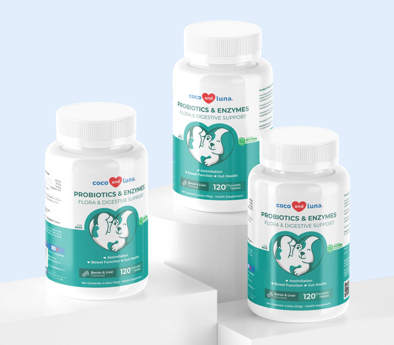 Probióticos y enzimas para perros: paquete de 3 (360 comprimidos masticables) 